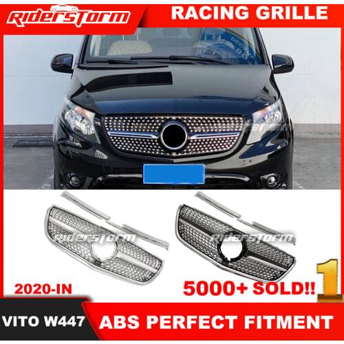 Diamond grille For mercedez bens vito w447 Sport Diamond grille ABS Black Without mercedez bens Camera vito W447 2020