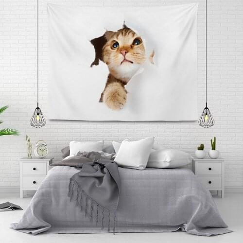 3D psychedelic tapestry cats large fabric wall tapestries hippies bohemian home decor wall blankets bed sheets curtains