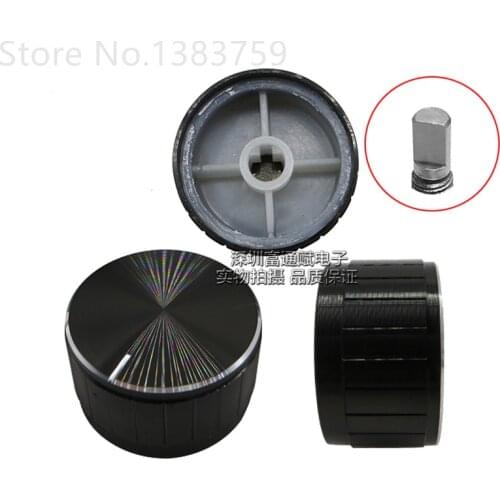 5pcs Aluminum alloy black white tangent 30*17MM D shaft potentiometer knob volume cap