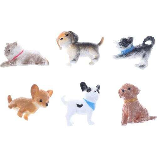 6pcs/lot For Doll House 1:12 Scale Simulation Cat And Dog Miniature Model Doll House Accessories Kids Favor Gifts