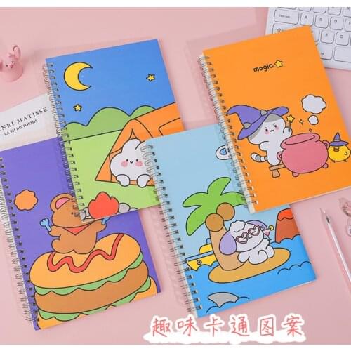 1PC Notebook A5 Office Stationery Travel Diary Creative Cartoons Coil Book Notepad Student School Supplies Stationery random
