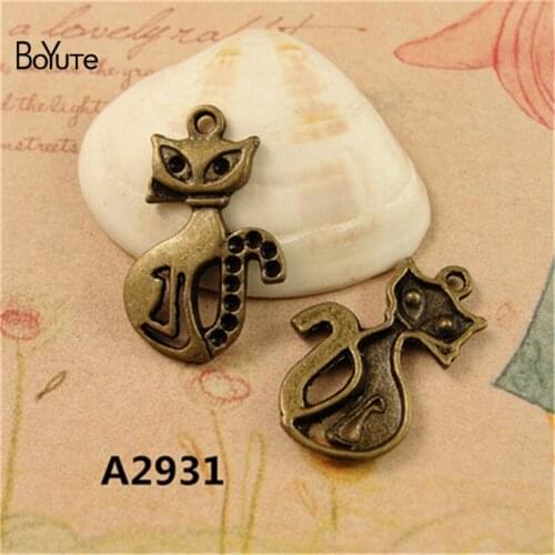 BoYuTe (100 Pieces/Lot) 26*12MM Zinc Alloy Charms Antique Bronze Plated Cat Pendants Metal Jewelry Findings Diy Choker Necklace