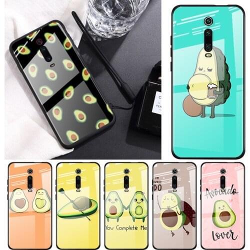 Tempered Glass Cover Cute Cartoon Avocado Food For Xiaomi Redmi K40 K30 K20 9T 9C 9A 9 8A 7 Pro Plus Phone Case Shell