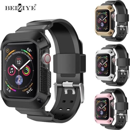 For Apple Watch Band 44mm 40mm Protective Shockproof Case+Bracelet Strap Bands For Apple Watch Series SE 6 5 4 Sports watchband