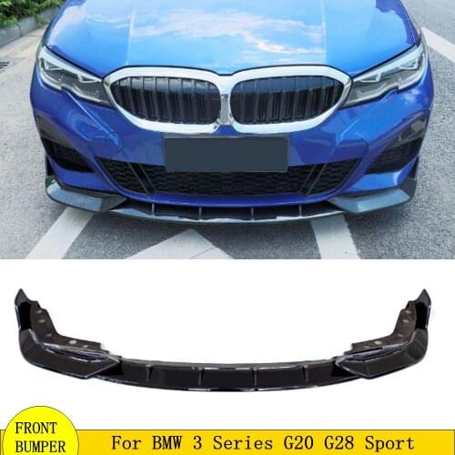 For G20 Carbon Fiber Look/ Black Car Front Bumper Splitter Lip Spoiler Diffuser Guard Cover Trim For BMW 3 Series G20 2019-2020