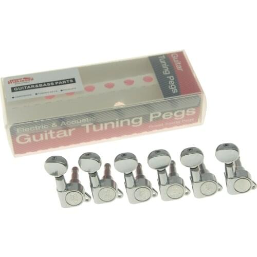 Wilkinson 6 Inline E-Z-LOK Post Guitar Tuners E-Z Post Guitar Tuning Keys Machine Heads with Mini Oval Button Chrome/Black/Gold