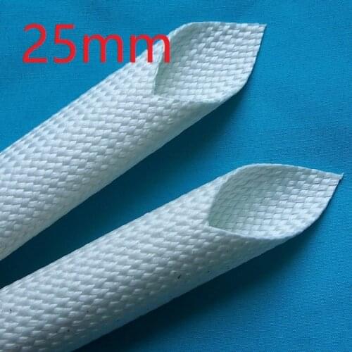 ID 25mm Fiberglass Tube Silicone Resin Braided Wire Sleeve Flame Resistant Fiber Glass Insulated Cable Protect Pipe 200 Deg.C