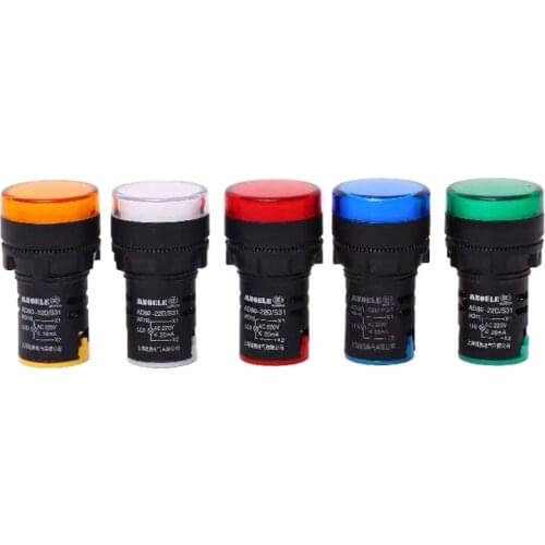 Indicator Signal Lamp Light Waterproof Ad16-22ds 22mm AC/DC 12V 24V 110V 220V 380V Red Green Yellow Blue White LED Bulbs 20mA