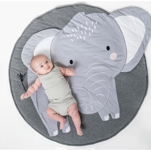 90CM Cartoon Animals Play Mats Soft Cotton Crawling Pad Playmats Baby Blanket Carpet Floor Game Rug Nordic Kids Bed Room Decor