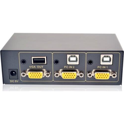 KVM Switch 2 PORT VGA USB PS2 Keyboard Mouse VGA Switch Box with 2 PCS KVM Cable Support Audio
