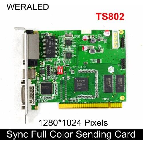 Linsn TS802 Synchronous Full Color Sending Card,LED Video Controller 1280*1024 pixels support P2.5 P3 P4 P5 P6 P7.62 P8 P10 LED
