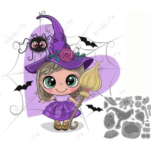 Lovely Halloween Witch Metal Cutting Dies Hot New Popular Stencils for Making Scrapbooking Album Birthday Card Embossing Cut Die