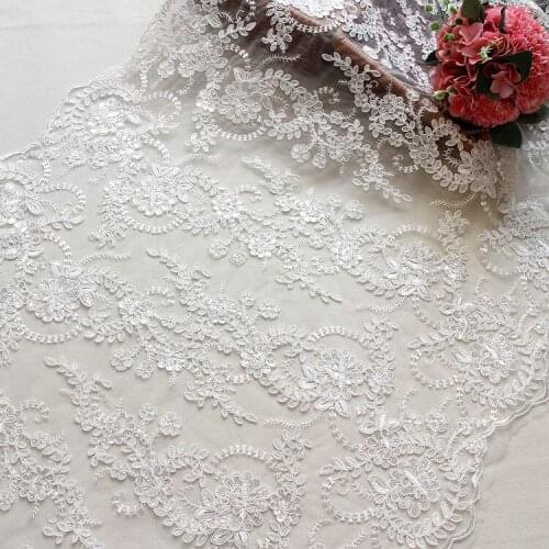 Multicolor Embroidery Lace Fabric Bride Veil Wedding Dress Lace Clothes 56CM DIY Handmade Accessories