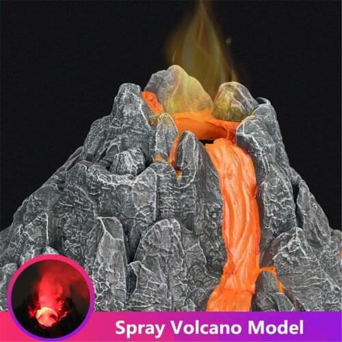Simulation Volcano Model Spray Red Light Train Dinosaur Model Toy Accessories Sand Table Layout