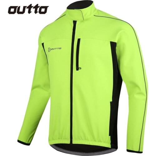 Outto Mens Winter Cycling Jacket Thermal Reflective Long Sleeve Bike Jersey