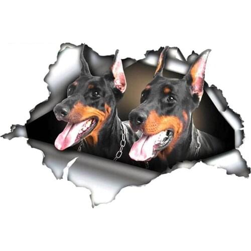 Dawasaru Funny 3D Black Doberman Car Stickers Decals Accessories Motorcycle for Volkswagen Polo Golf Audi A4 Q3 PVC 13cm*9cm