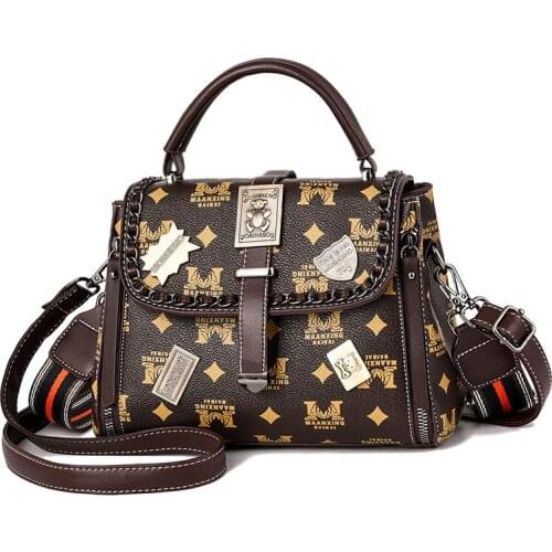 2021 New Style All-match Fashion Retro Old Pattern Printing Shoulder Bags PVC Diagonal Handbag Women Luxury Designer Female bag