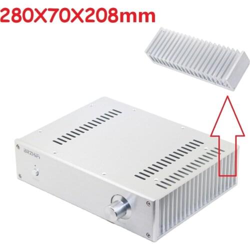 Heat Sink Power Amplifier Chassis DIY Preamp Amp Housing Aluminum Audio Enclosure DAC Decoder Shell Hi-End Rear W280 H70 D208