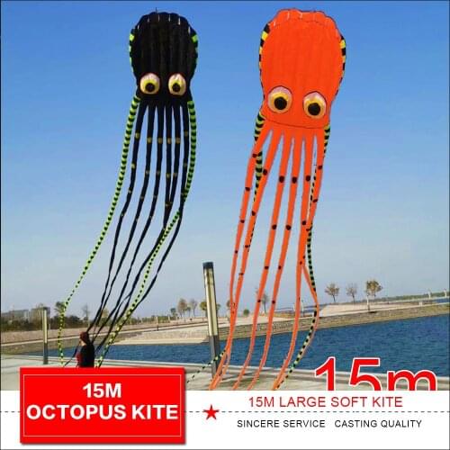 15m octopus New arrival 3D solid soft inflatable kite for audlts large big outdoor fun toys animal kites free shipping