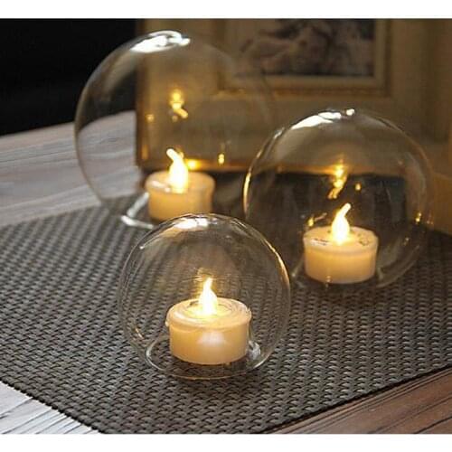 Glass Votive Candlestick European Style Ball Electronic Candle Holders for Wedding Dinner Birthday Decoration Candelabra GZT018