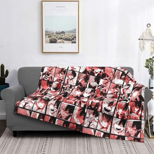 Todoroki Shoto Collage Blankets Flannel Warm My Hero Academia Unisex Throw Blankets for Bedroom Office Bedspread