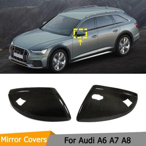 Car Styling Carbon Fiber Rear View Mirror Cover For audi A6 A7 A8 2019+ Replacement Style