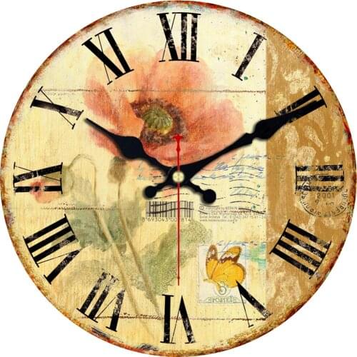 Vintage Farm House Yellow Sunflower Wall Clock Watches Non Ticking Battery Operated Saat Rustic Flower Wall Clock