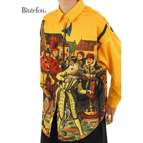 2021 Summer Women Original Design Fun Lion Head Print Loose Shirt