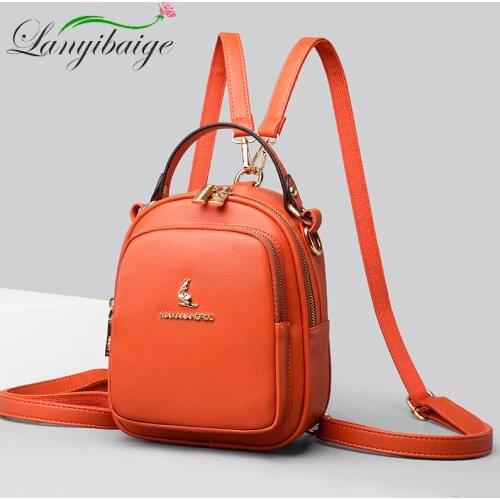Spring Multifunctional Laies Small Backpack 2021 Fashion Bagpack High Quality PU Leather Backpacks For School Teenagers Girls