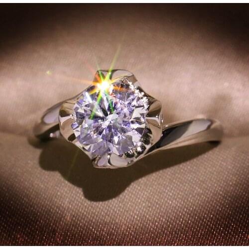 Luxury Rings for Women 925 Silver Jewelry Round Zircon Gemstone Wedding Band Ring Engagement Promise Party Gift Dropshipping