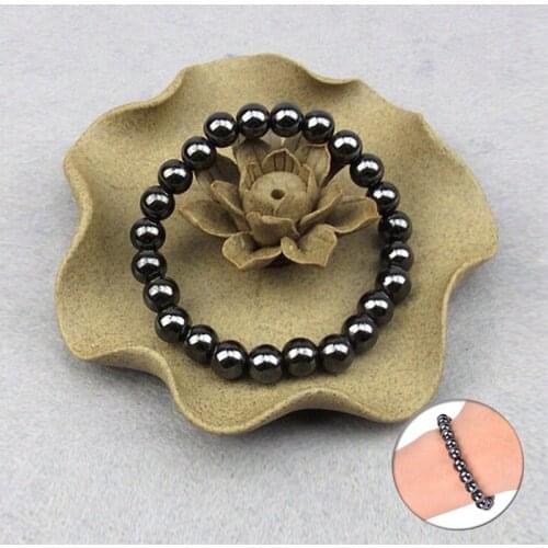 1Pc Unisex Weight Loss Round Black Stone Magnetic Therapy Bracelet Health Care Luxury Slimming Product Hot