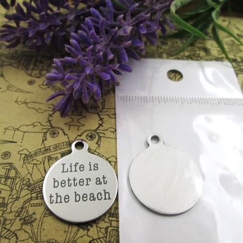 20pcs--"Life is better at the beach"stainless steel charms more style for choosing DIY Charms pendants for necklace