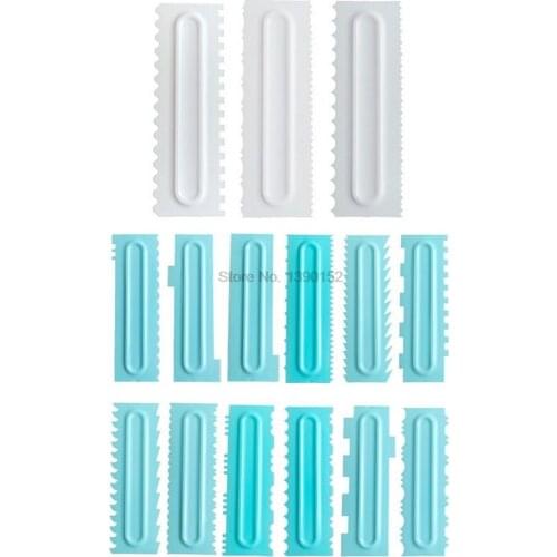 200set 3pcs/set Cream Scraper Comb Plastic Scraper Fondant Cake Pattern Modeling Tool Set Baking Tools