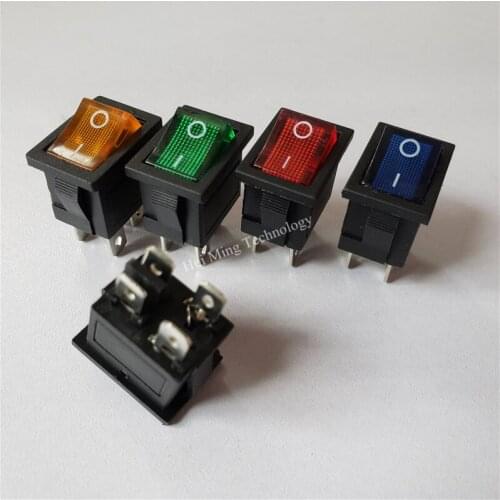 25pcs rocker switch 4 pin 2 gear self locking 250V 6A 125V 10A KCD1-104/N 13*19mm hole ON-OFF for power supply