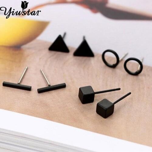 4pcs T Bar Earing Square Earrings Round Earring Triangle Stud Earings for Women Bitty Mine Jewelry Christmas Gifts