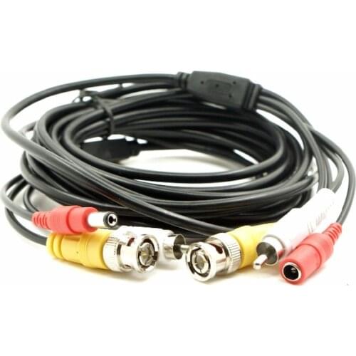 5M 15FT Audio Video Power Camera Cable BNC RCA CCTV Cable CCTV Camera Cable 1pcs free shipping