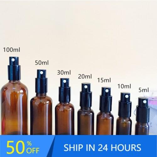 5ml/10ml/15ml/ 20ml/30ml/50ml/100ml Refillable Press Pump Glass Spray Bottle Oils Liquid Container Perfume Atomizer Travel 20