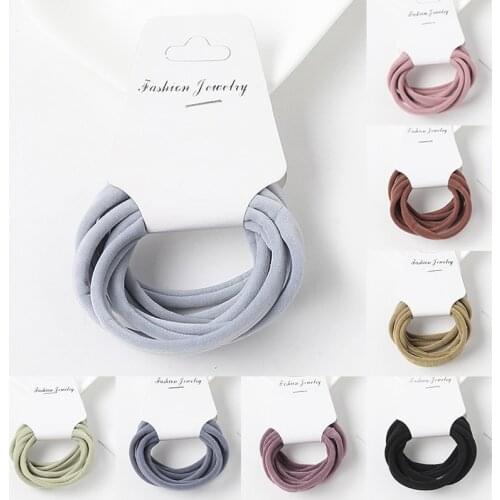 6/10pcs Soft High Elasticity Rubber Band Solid Color Basic Hair Tie Hair Rope Ponytail Holder Women Girls Daily Hair Accessories