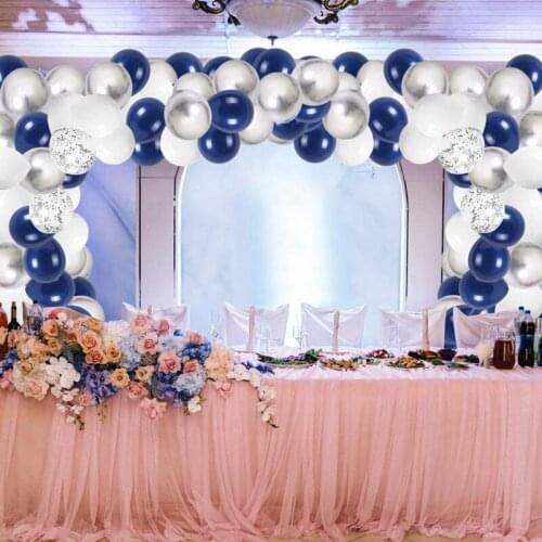 ABZS Navy Blue Balloons Garland Kit Navy and Silver White Balloons Arch with Balloon Accessories