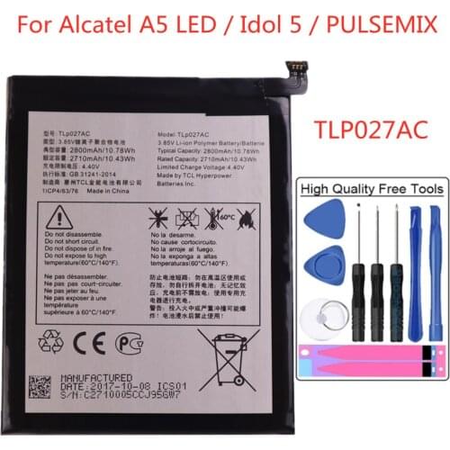 For Alcatel A5 LED / Idol 5 / PULSEMIX 5085D 5085Y 6085D OT5085C TLP027AC TLP027AJ 2800mAh High Capacity Mobile Phone Battery