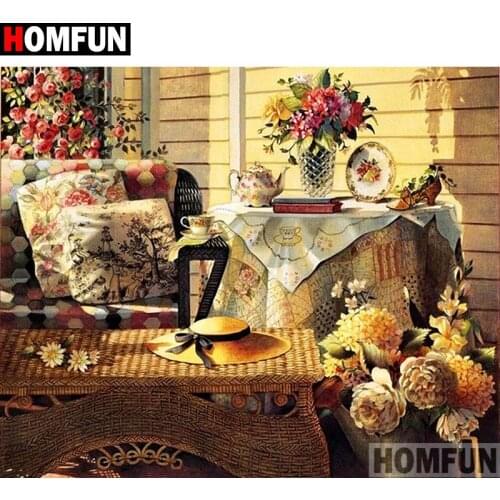HOMFUN Full Square/Round Drill 5D DIY Diamond Painting "Flower landscape" Embroidery Cross Stitch 3D Home Decor Gift A11184