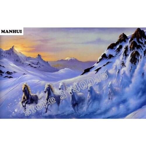 Diamond Mosaic Painting Cross Stitch Snow horse Square Full Decorative Diy Diamond Painting Animals Fashion Gifts BFC359