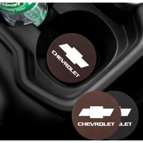2Pcs PU Leather Car Cup Mat Auto Emblem Coaster Accessories For Chevrolet Equinox Silverado Malibu Trailblazer Bolt Spark Tahoe