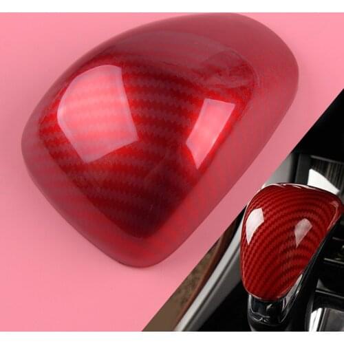 Beler Red Carbon Fiber Style Gear Shift Lever Knob Head Trim Cover Frame Decor fit for Honda Accord 9th 9.5th 2014-2016 2017