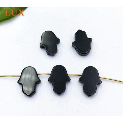 Wholesale natural black pendant beads hand shape agates onyx bead for jewelry making 11*13 mm hamsa stone