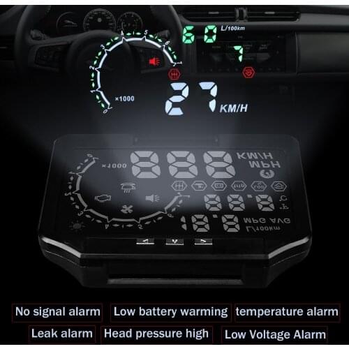 Tire pressure HUD 5.8 inch car H D head up monitor display TPMS sensor detect alarm head up display OBD 2 speed gear battery