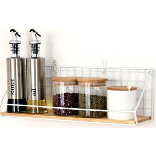 Wooden Iron Wall Shelf Wall Mounted Storage Rack Stylish For Kitchen Bedroom Home Office Decor Rack Makeup Storage Shelf