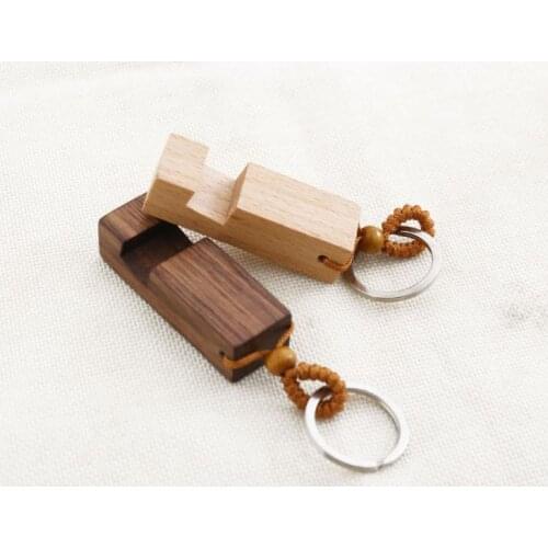 Wood Keychain Phone Holder Rectangle Wooden Key Ring Cell Phone Stand Base Best Gift Key Chain 2styles SN2610