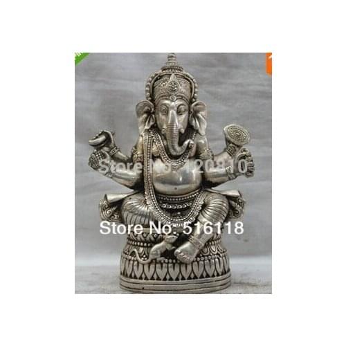 Elegant Metals carvings Tibet Tibetan Religions Silver India Ganapati Ganesh Lord Ganesha Buddha Statue