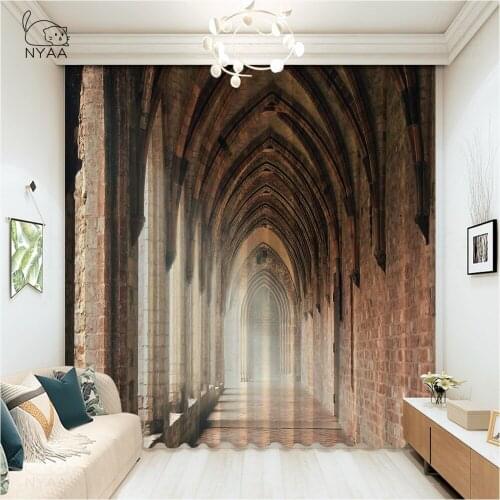 Gothic Architecture Arch Gallery Natural Curtain Printed ChildrenS Room Curtain Home Hotel Curtains For Balcony Micro Shading